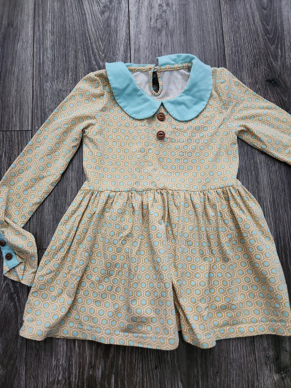 Serendipity Girls Peter Pan Collared dress geometric Size L 7-8 Cotton